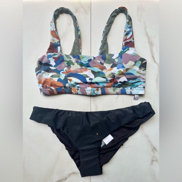Nwt Becca camo print black green bikini set - Picture 1 of 3